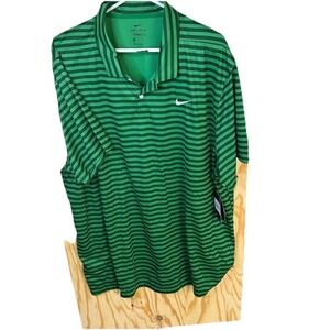 Nike Dri-FIT Golf Polo Shirt Men's 3XL Green Striped Standard Fit NWT